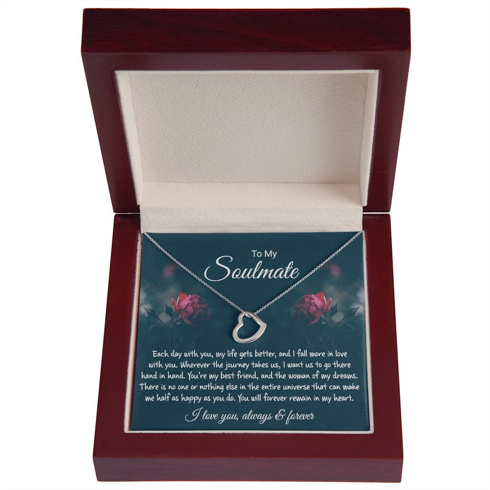 To My Soulmate Gift - Each Day With You - Dainty Heart Necklace - Celeste Jewel