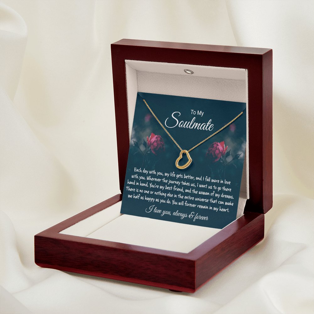 To My Soulmate Gift - Each Day With You - Dainty Heart Necklace - Celeste Jewel