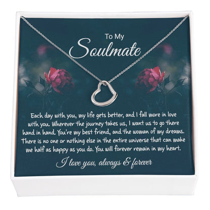 To My Soulmate Gift - Each Day With You - Dainty Heart Necklace - Celeste Jewel