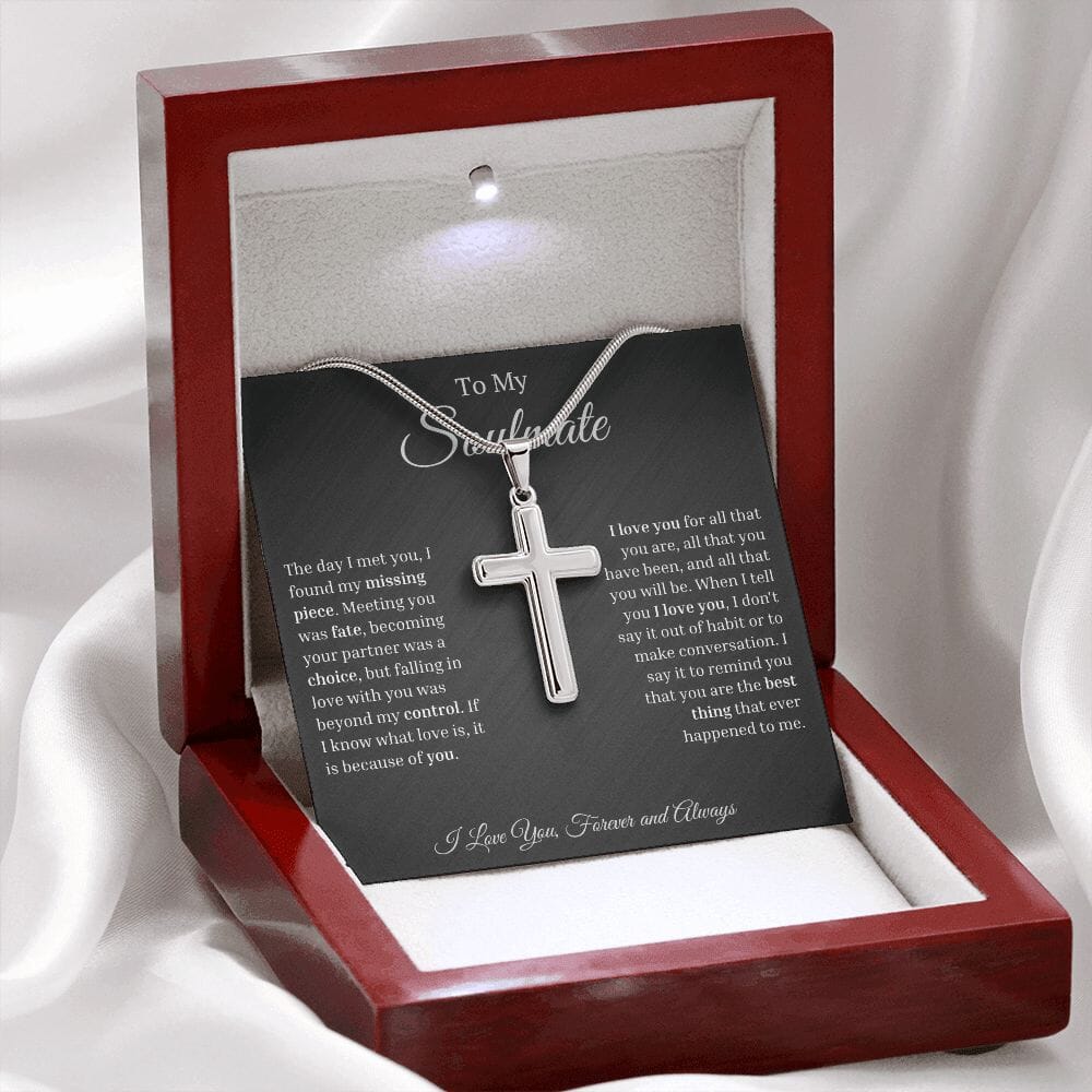 To My Soulmate - My Missing Piece - Personalized Cross Necklace - Celeste Jewel