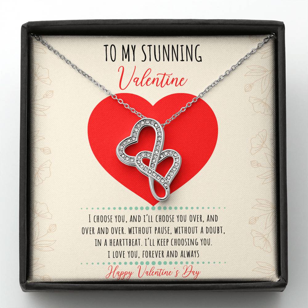 To My Stunning Valentine - I'll Keep Choosing You - Intertwined Hearts Necklace - Celeste Jewel