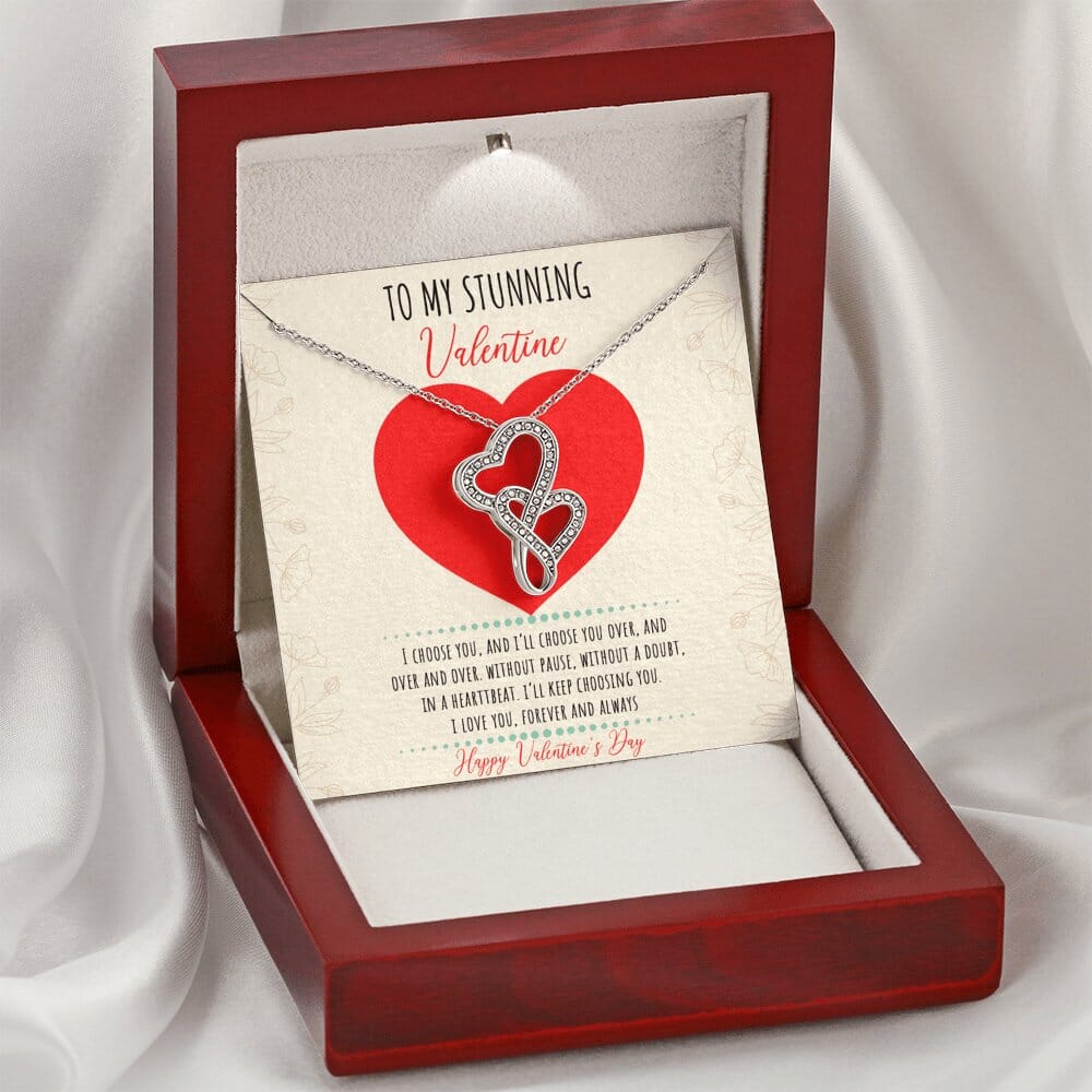 To My Stunning Valentine - I'll Keep Choosing You - Intertwined Hearts Necklace - Celeste Jewel