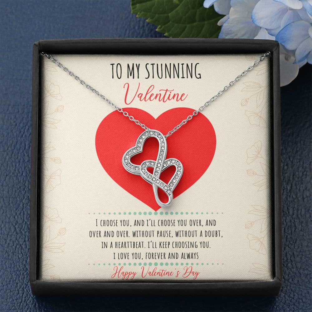 To My Stunning Valentine - I'll Keep Choosing You - Intertwined Hearts Necklace - Celeste Jewel