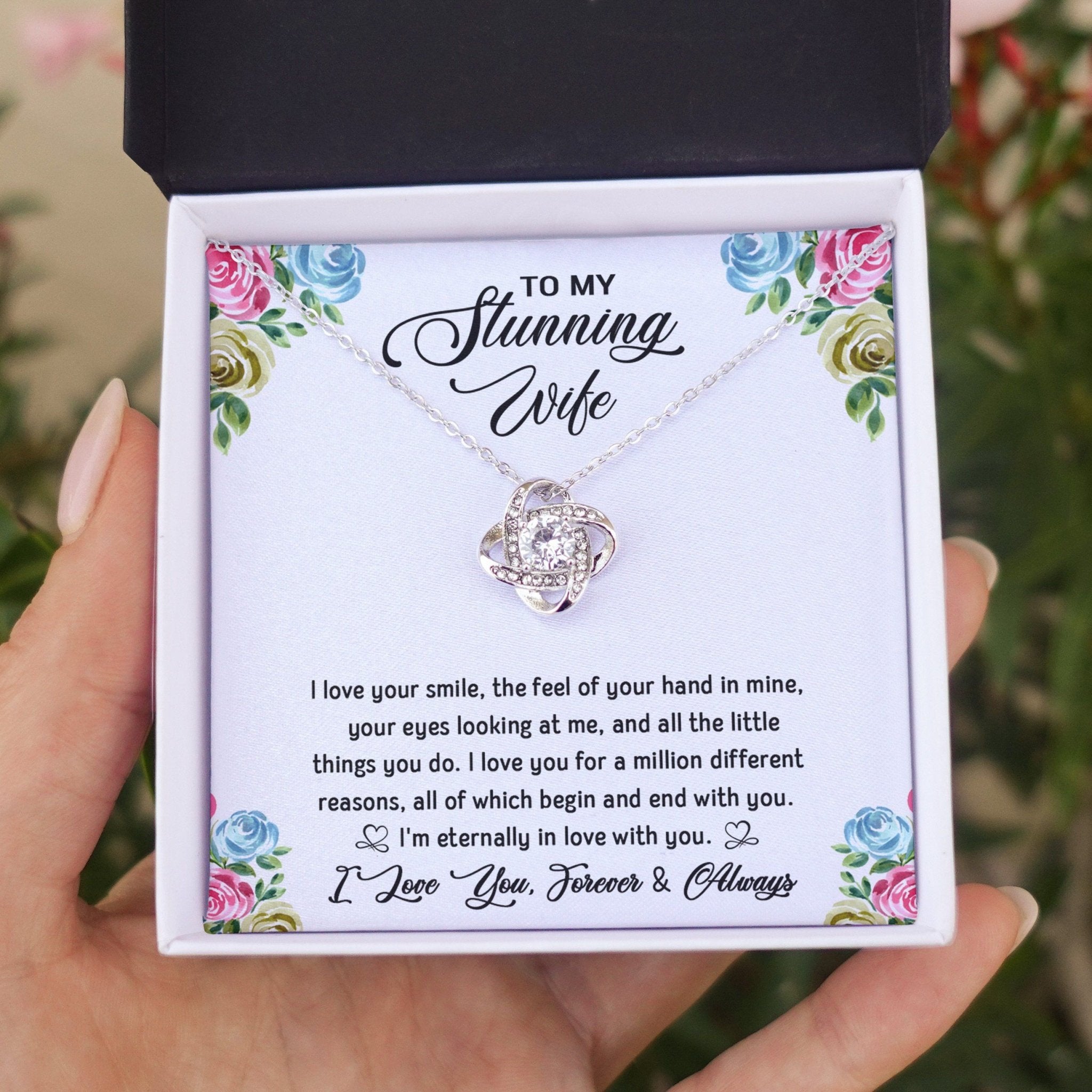 To My Stunning Wife - Eternally In Love - Love Knot Necklace - Celeste Jewel