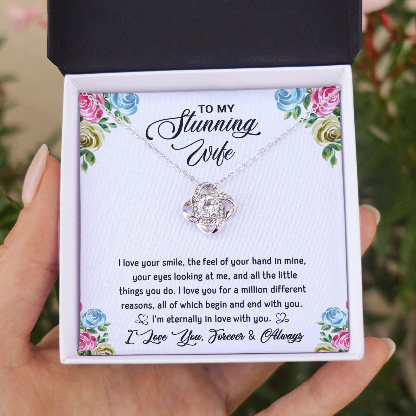 To My Stunning Wife - Eternally In Love - Love Knot Necklace - Celeste Jewel