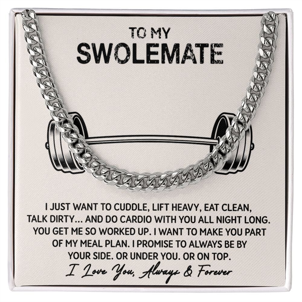 To My Swolemate message card with Cuban Link Chain Necklace, card reads My Meal Plan