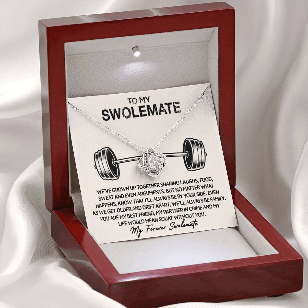 To My Swolemate - Squat Without You - Love Knot Necklace - Celeste Jewel