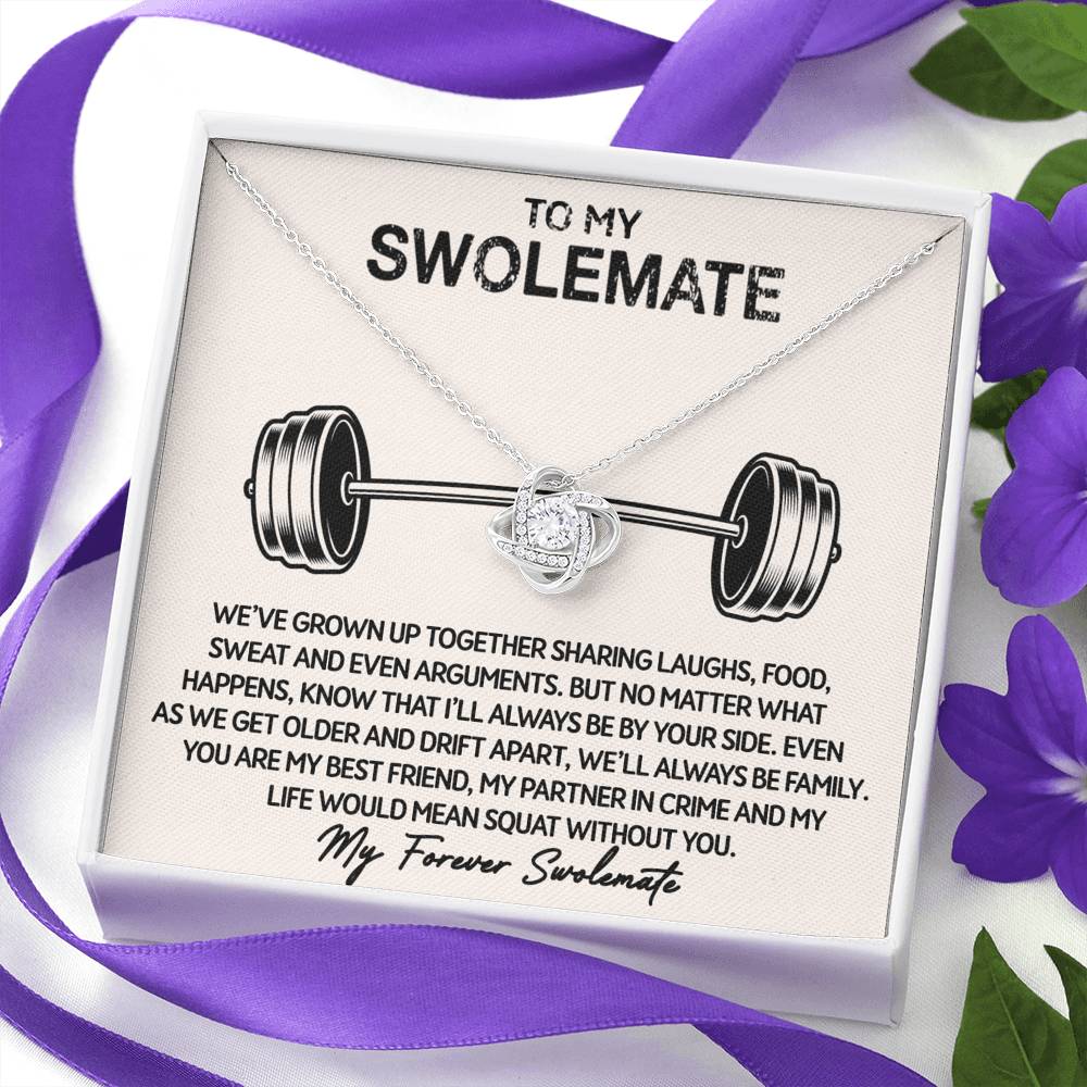 To My Swolemate - Squat Without You - Love Knot Necklace - Celeste Jewel
