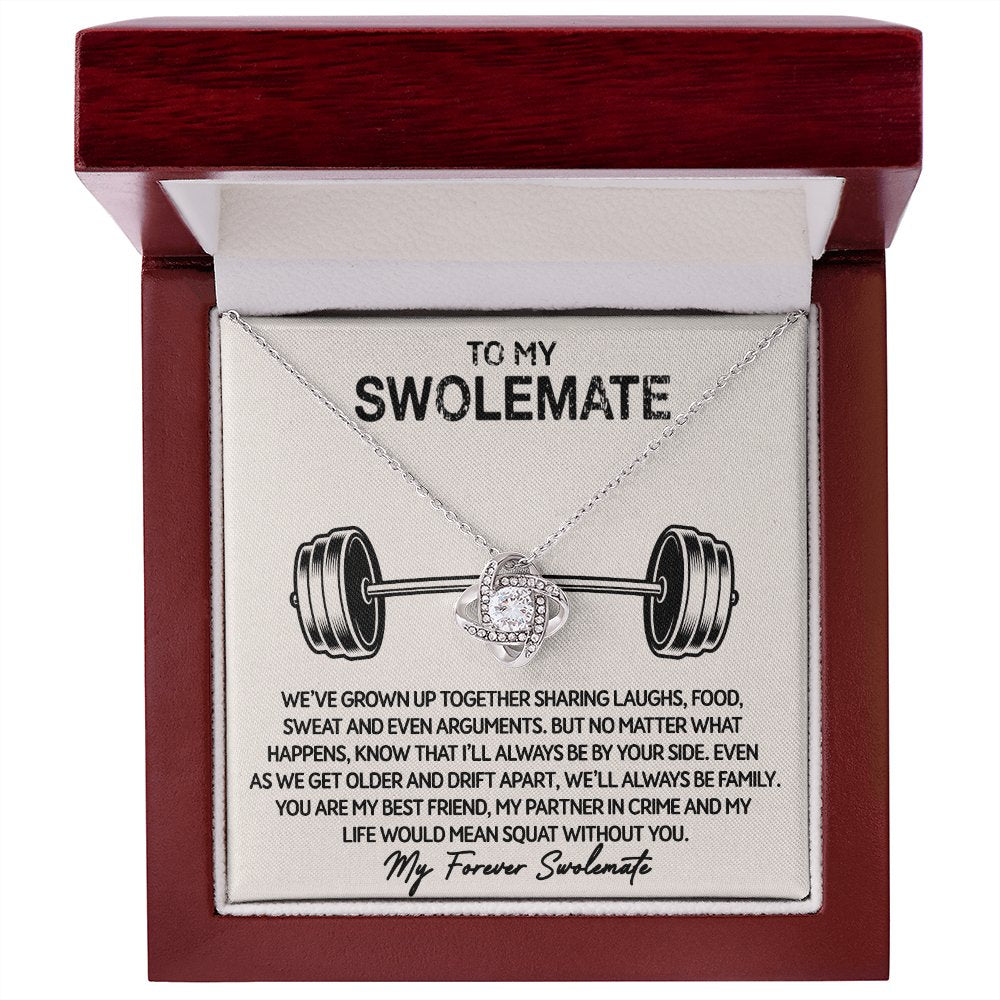 To My Swolemate - Squat Without You - Love Knot Necklace - Celeste Jewel
