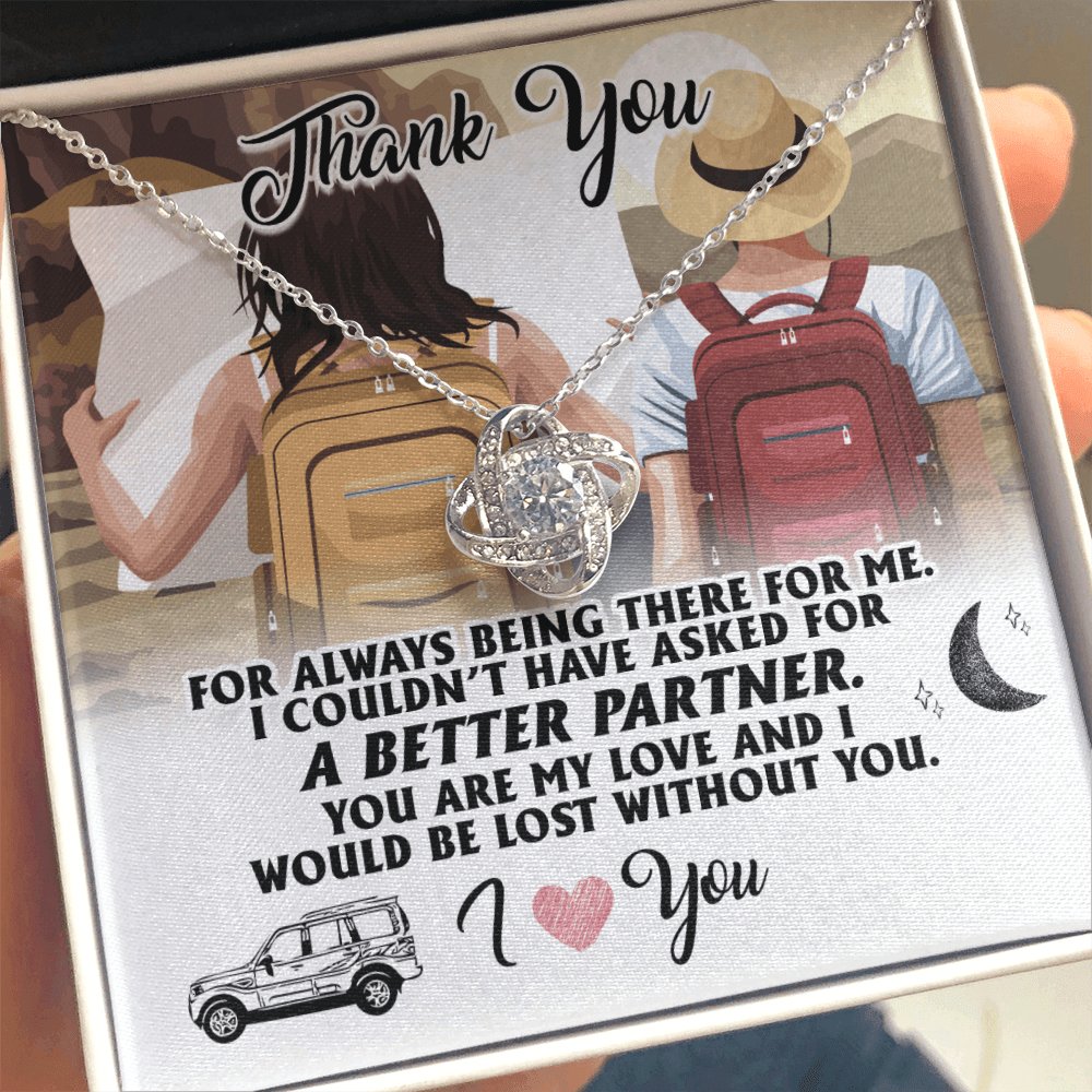 To My Travel Partner - Lost Without You - Love Knot Necklace - Celeste Jewel