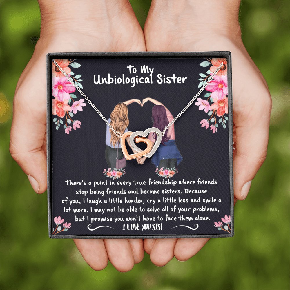 To My Unbiological Sister - Become Sisters - Interlocking Hearts Necklace - Celeste Jewel