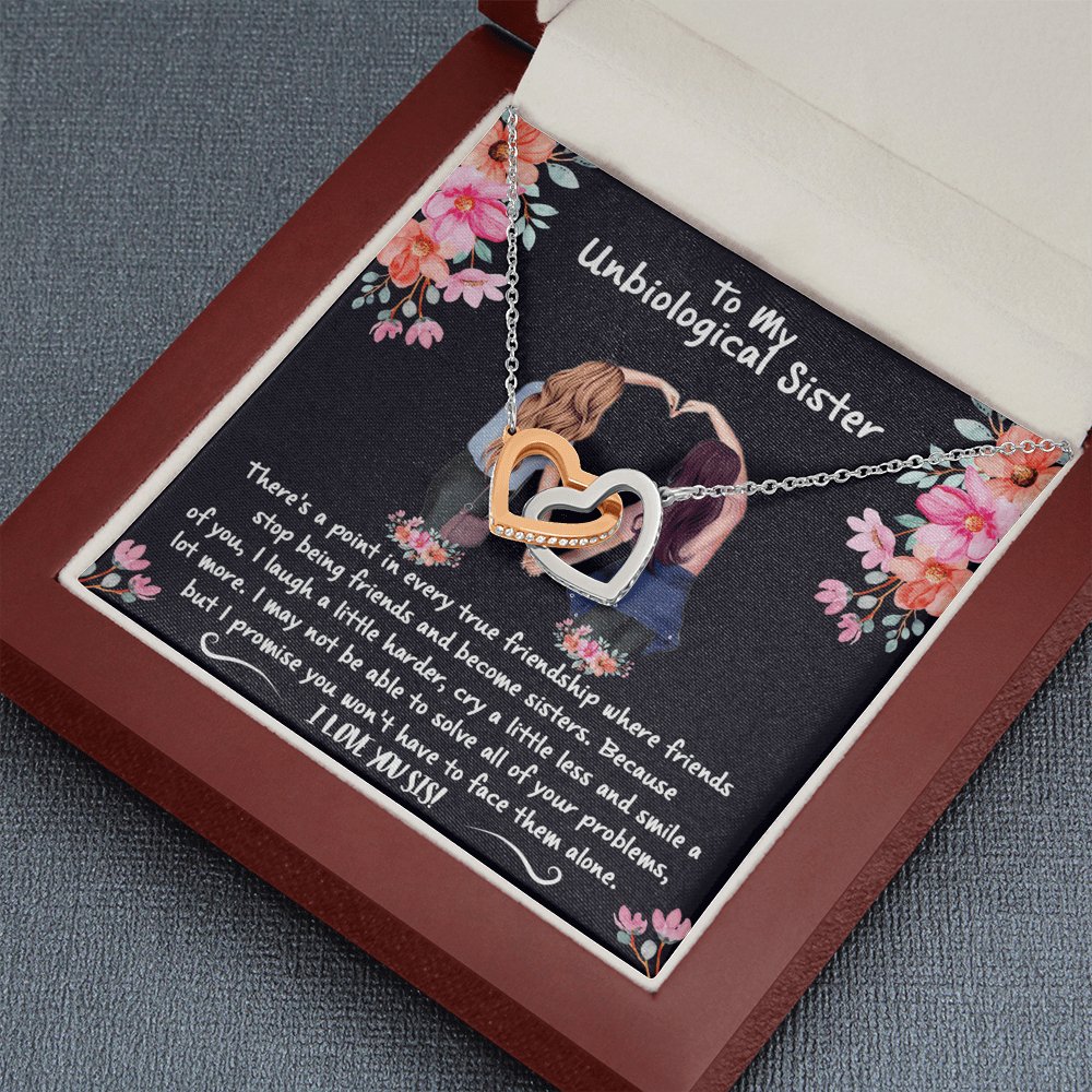 To My Unbiological Sister - Become Sisters - Interlocking Hearts Necklace - Celeste Jewel