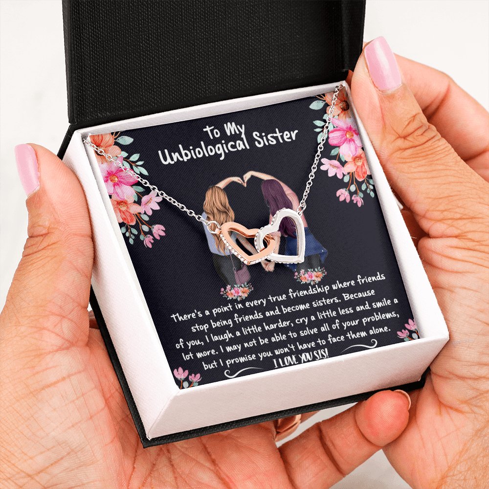 To My Unbiological Sister - Become Sisters - Interlocking Hearts Necklace - Celeste Jewel