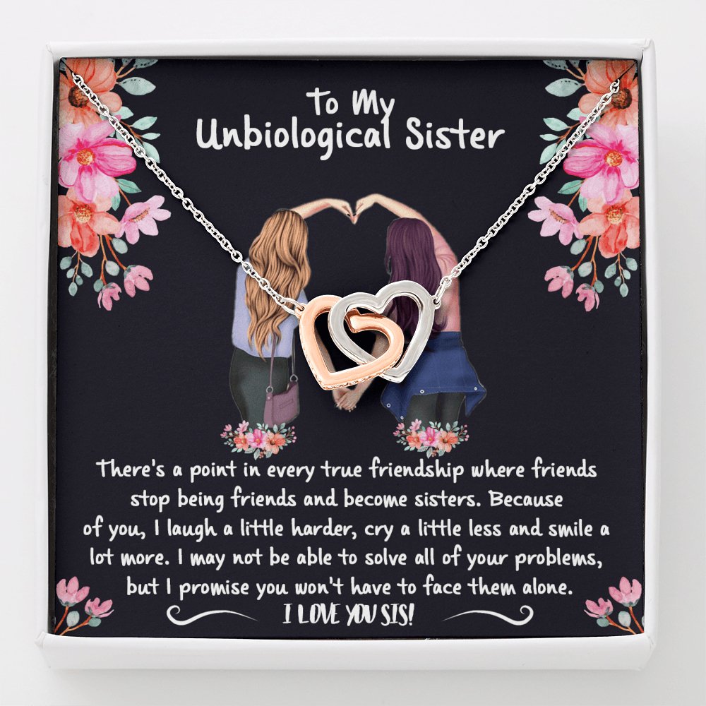 To My Unbiological Sister - Become Sisters - Interlocking Hearts Necklace - Celeste Jewel