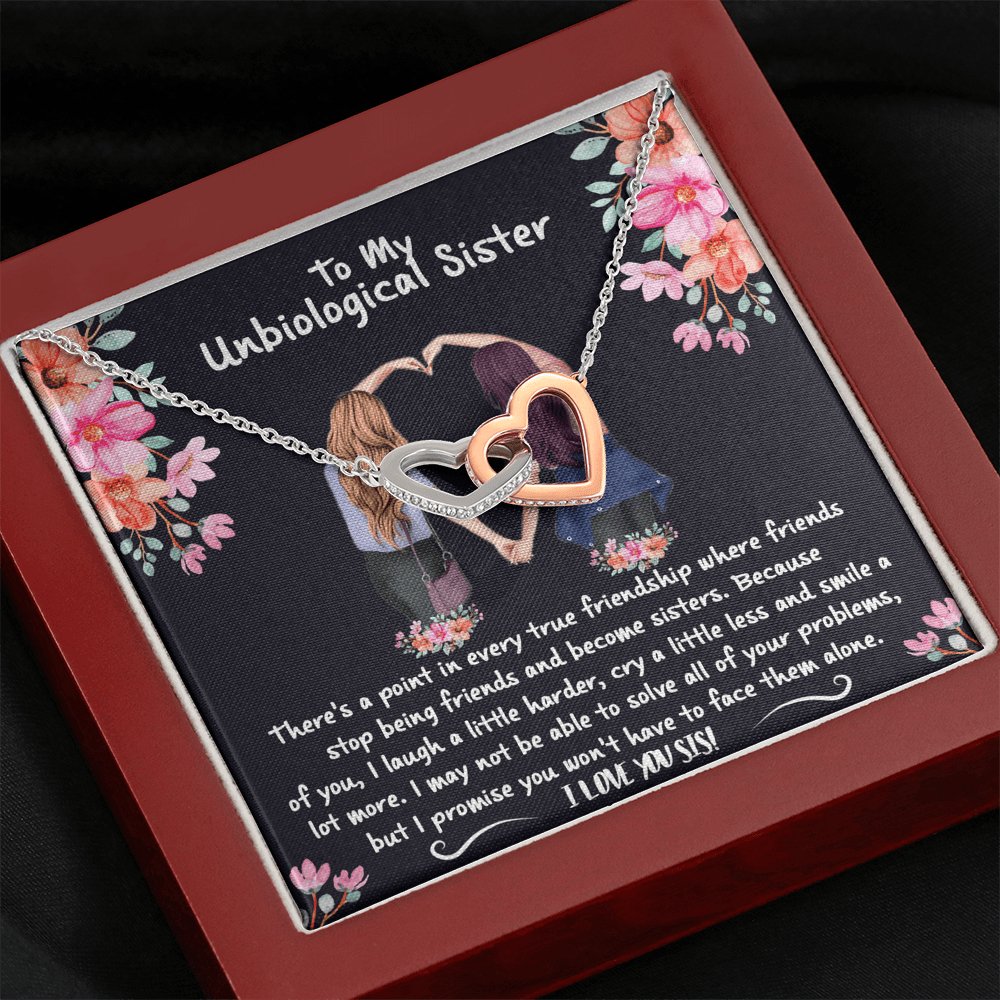 To My Unbiological Sister - Become Sisters - Interlocking Hearts Necklace - Celeste Jewel