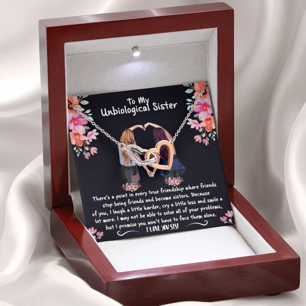 To My Unbiological Sister - Become Sisters - Interlocking Hearts Necklace - Celeste Jewel