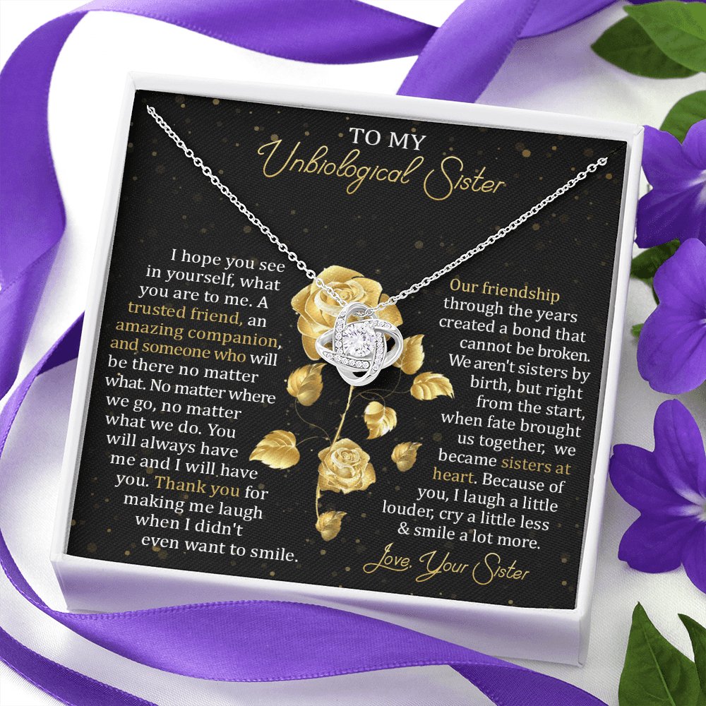 To My Unbiological Sister - Our Friendship - Love Knot Necklace - Celeste Jewel