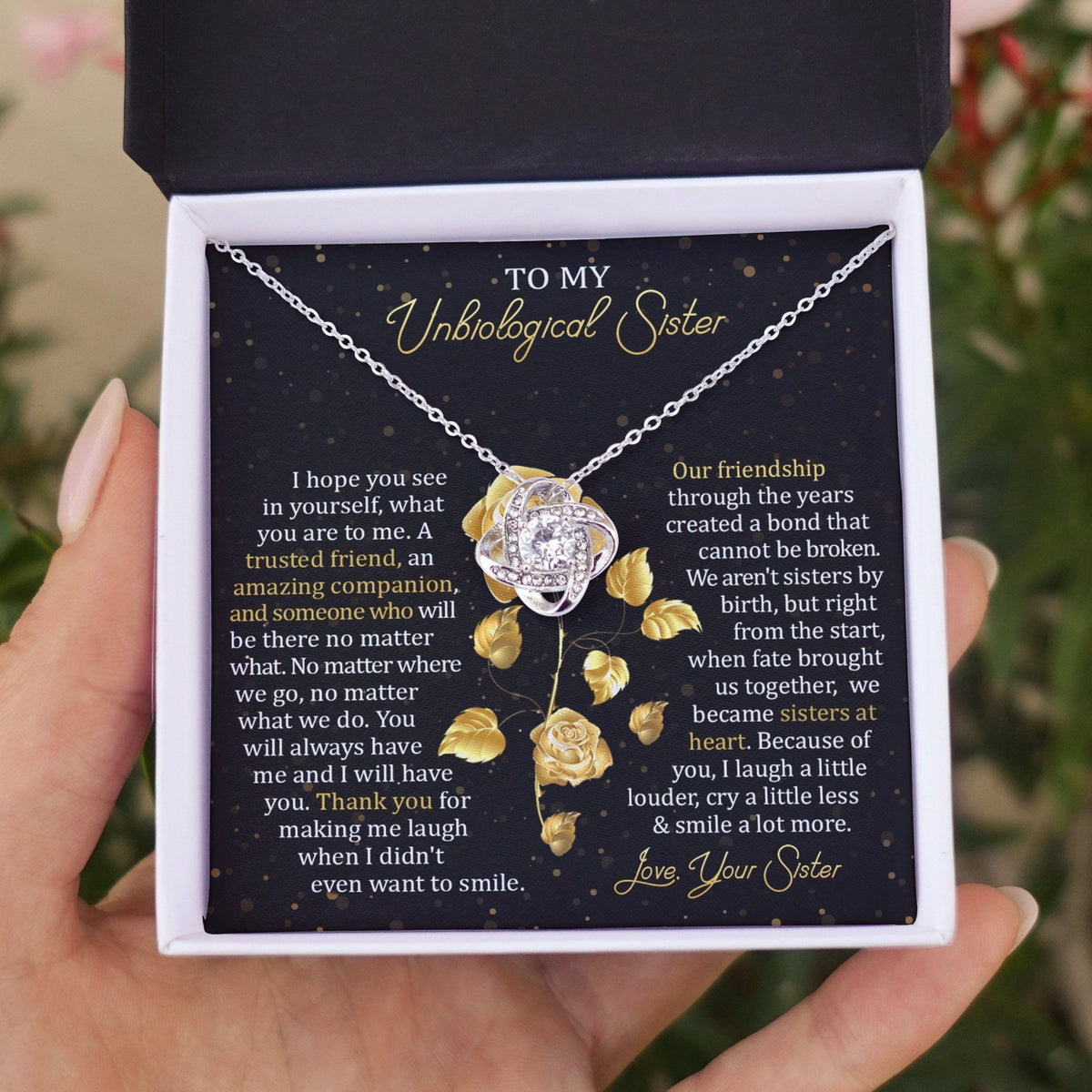 To My Unbiological Sister - Our Friendship - Love Knot Necklace - Celeste Jewel