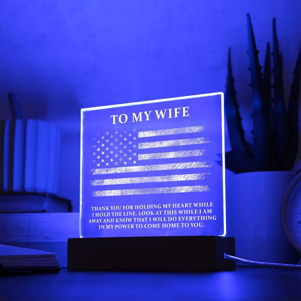 To My Wife - Military Gift - Acrylic Square Plaque - Celeste Jewel