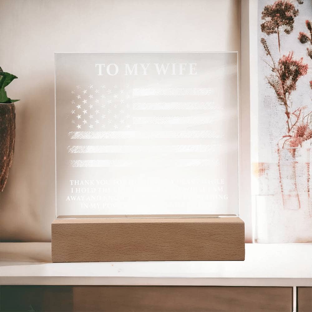 To My Wife - Military Gift - Acrylic Square Plaque - Celeste Jewel