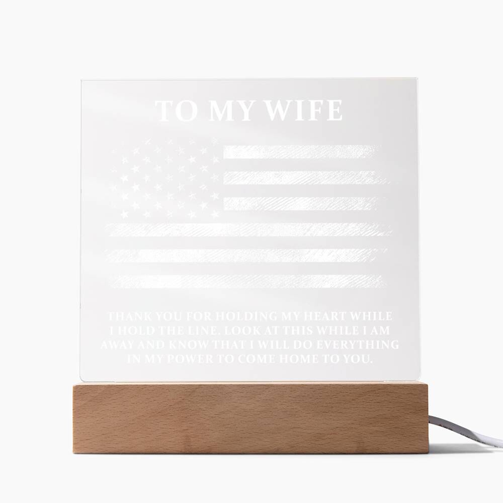 To My Wife - Military Gift - Acrylic Square Plaque - Celeste Jewel