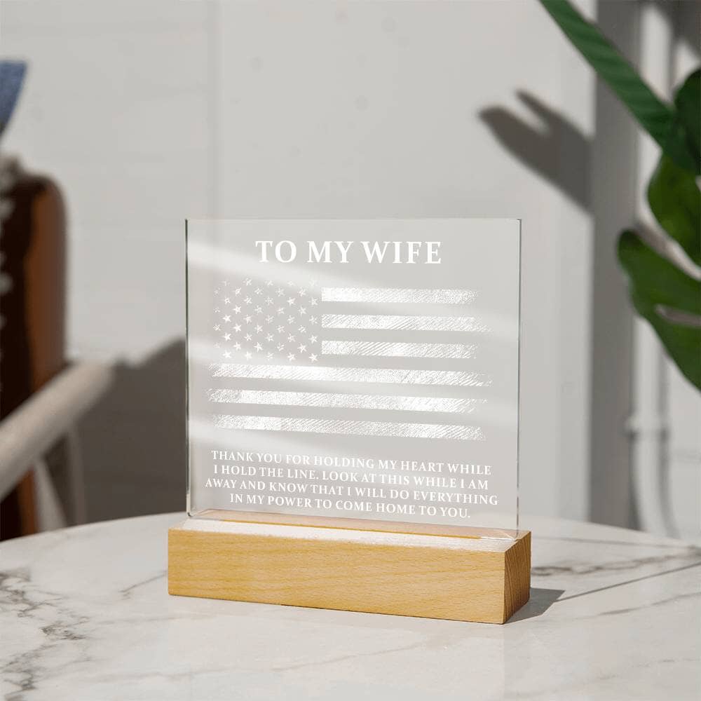 To My Wife - Military Gift - Acrylic Square Plaque - Celeste Jewel