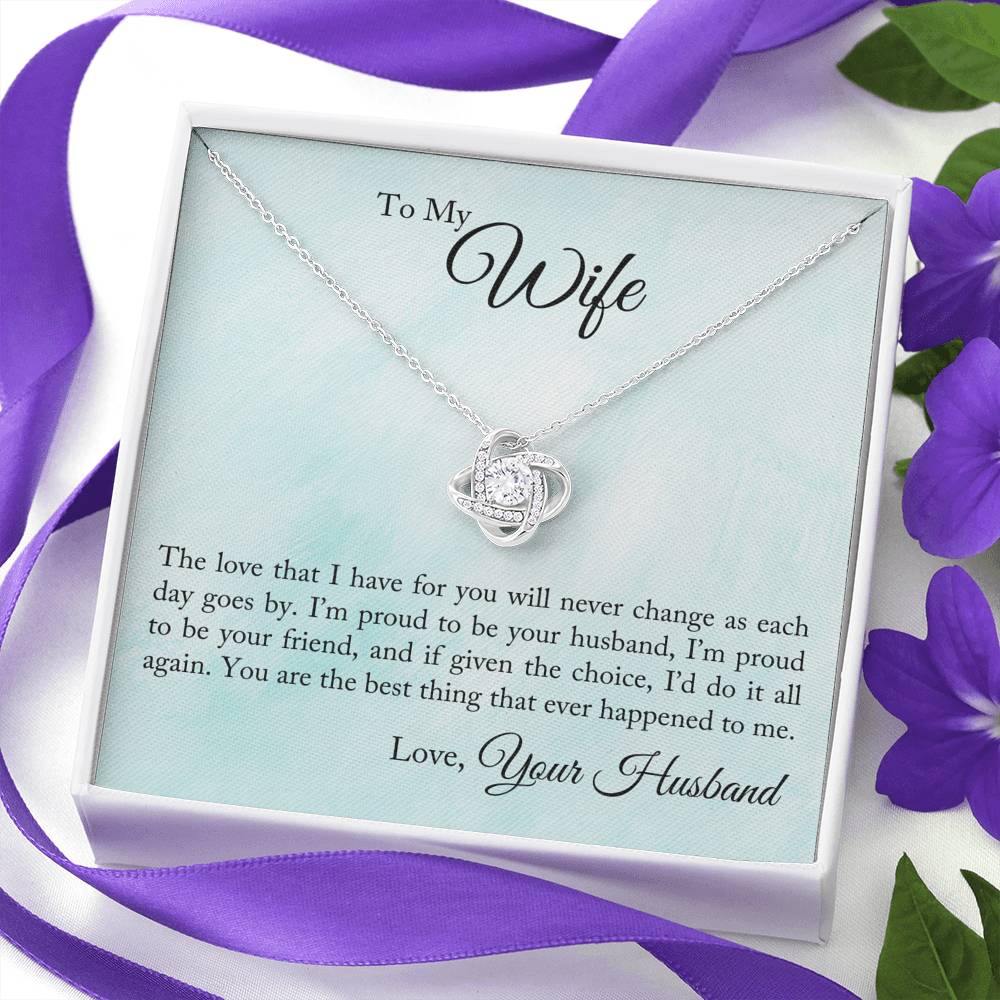 To My Wife - Proud To Be Your Husband - Love Knot Necklace - Celeste Jewel