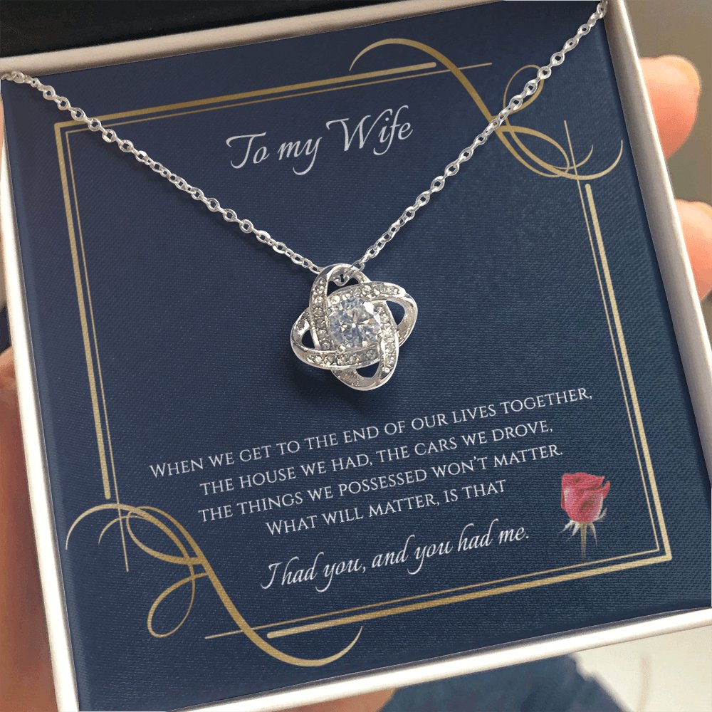 To My Wife - To The End - Love Knot Necklace - Celeste Jewel