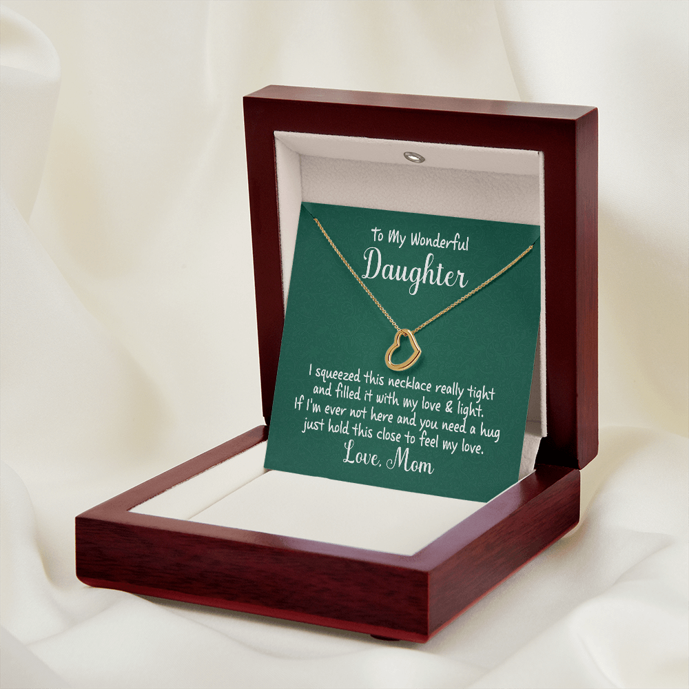 To My Wonderful Daughter Gift - Love & Light - Dainty Heart Necklace Jewelry 18k Yellow Gold Finish Luxury Box 