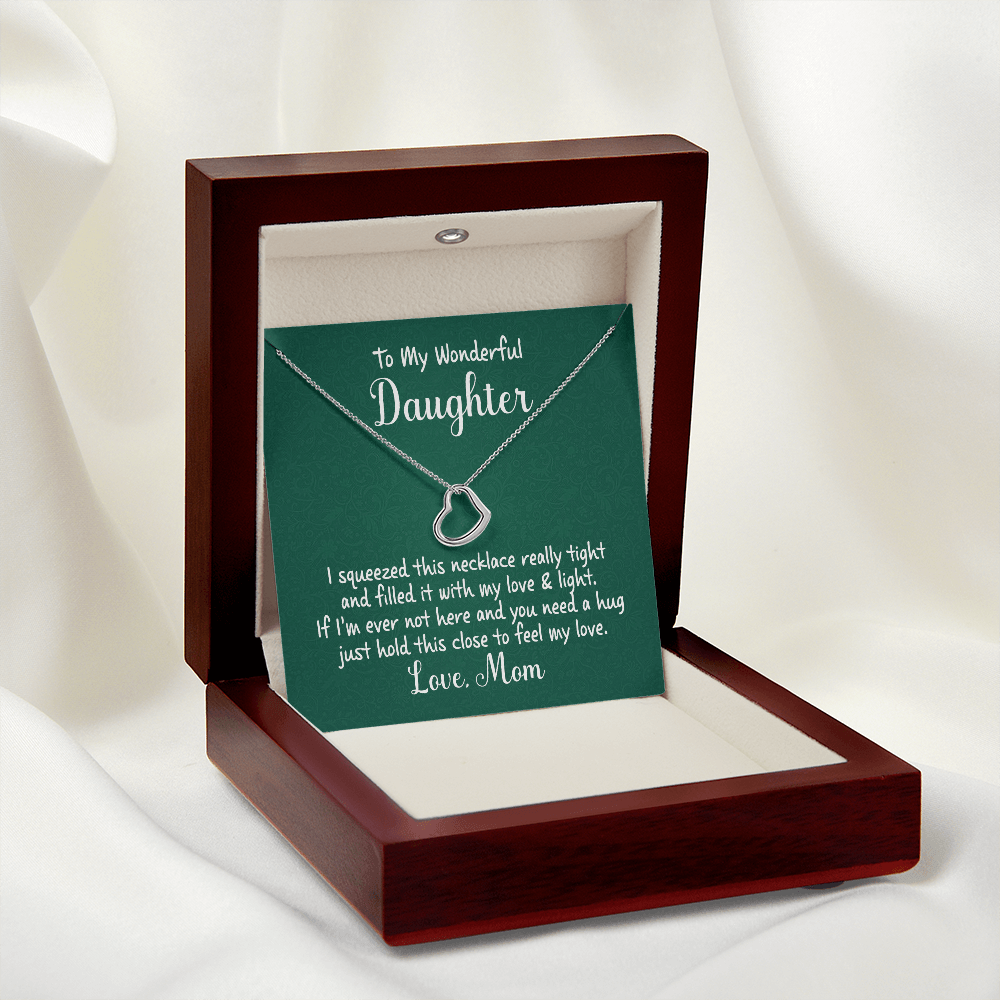 To My Wonderful Daughter Gift - Love & Light - Dainty Heart Necklace Jewelry 