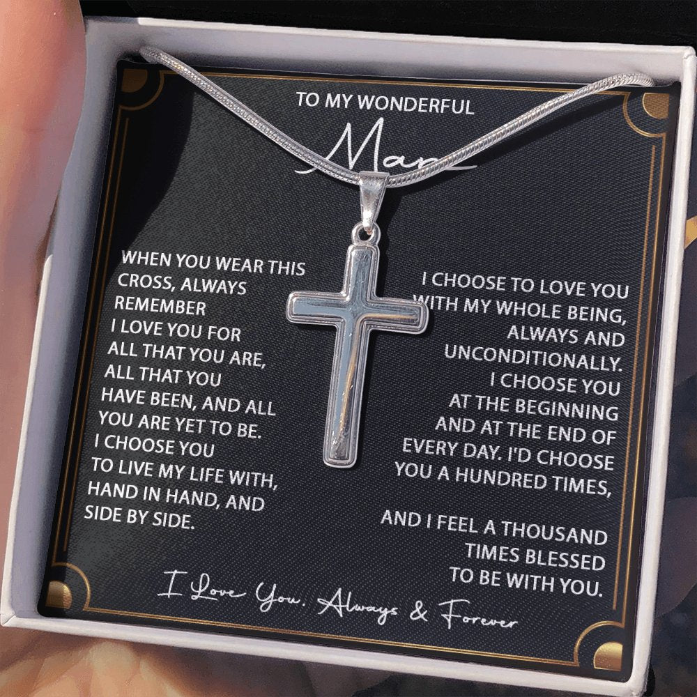 To My Wonderful Man - When You Wear This Cross - Personalized Cross Necklace - Celeste Jewel