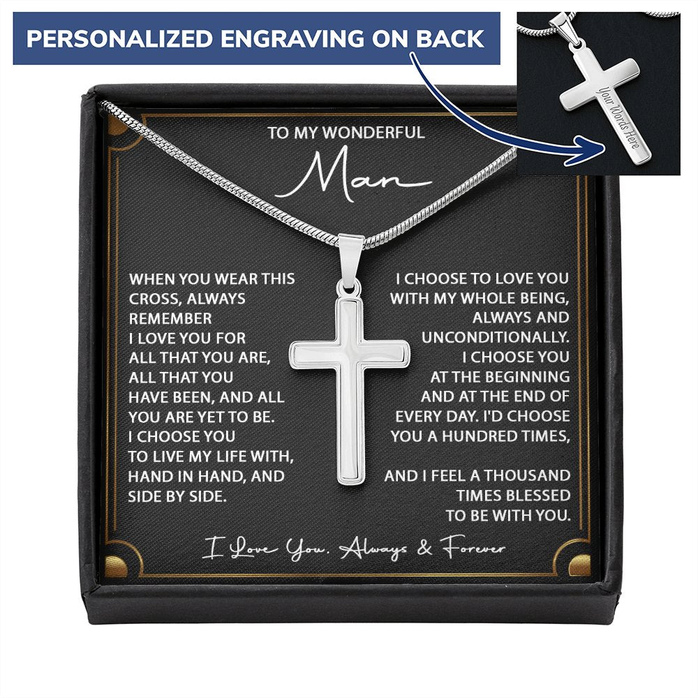 To My Wonderful Man - When You Wear This Cross - Personalized Cross Necklace - Celeste Jewel