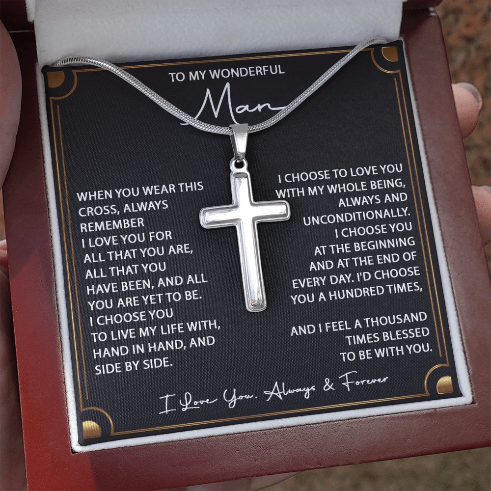 To My Wonderful Man - When You Wear This Cross - Personalized Cross Necklace - Celeste Jewel