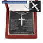 Personalized Cross Necklace with To My Wonderful Man card in a mahogany style gift box with engraving preview