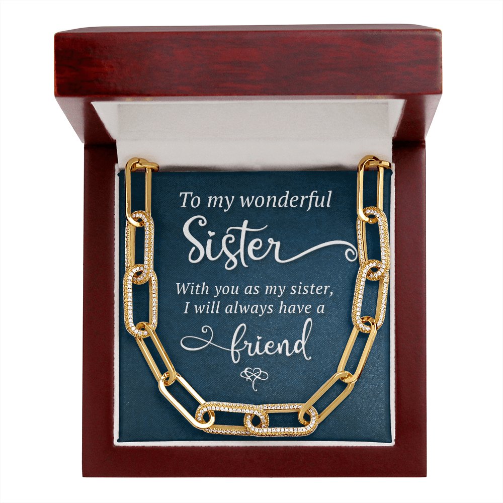 To My Wonderful Sister - Gift For Sister - Forever Linked Necklace - Celeste Jewel