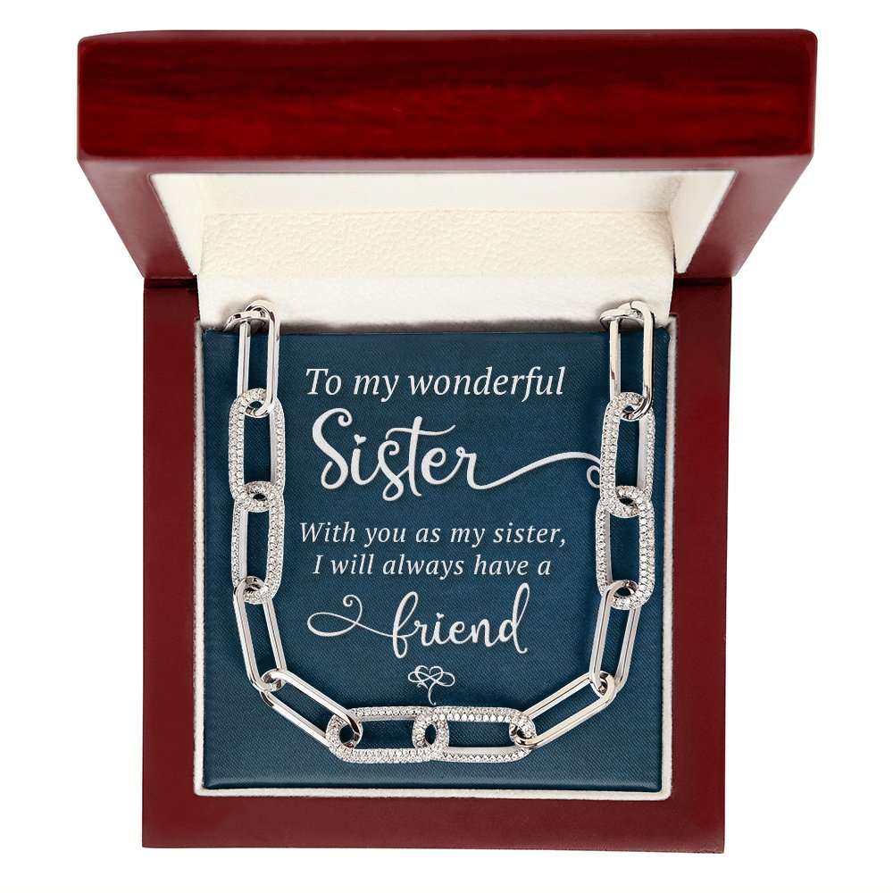 To My Wonderful Sister - Gift For Sister - Forever Linked Necklace - Celeste Jewel