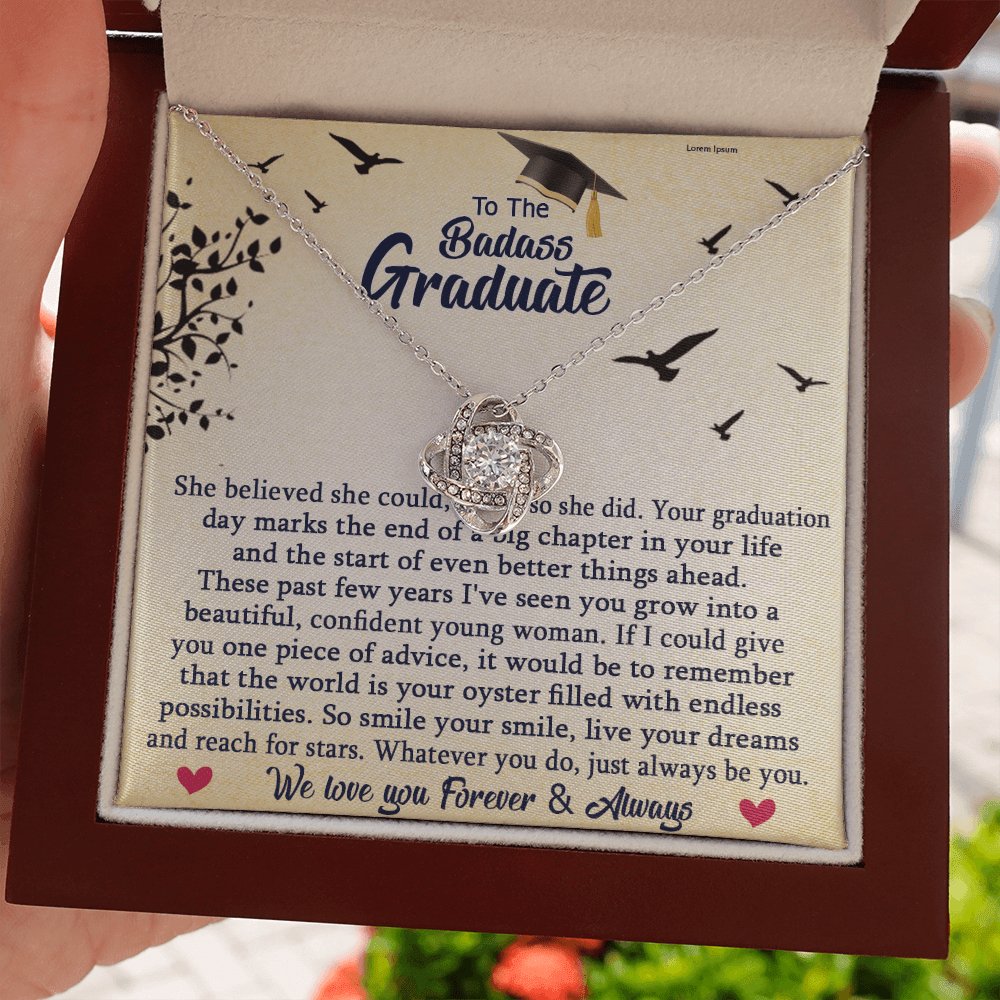 To The Badass Graduate - The World Is Your Oyster - Love Knot Necklace - Celeste Jewel