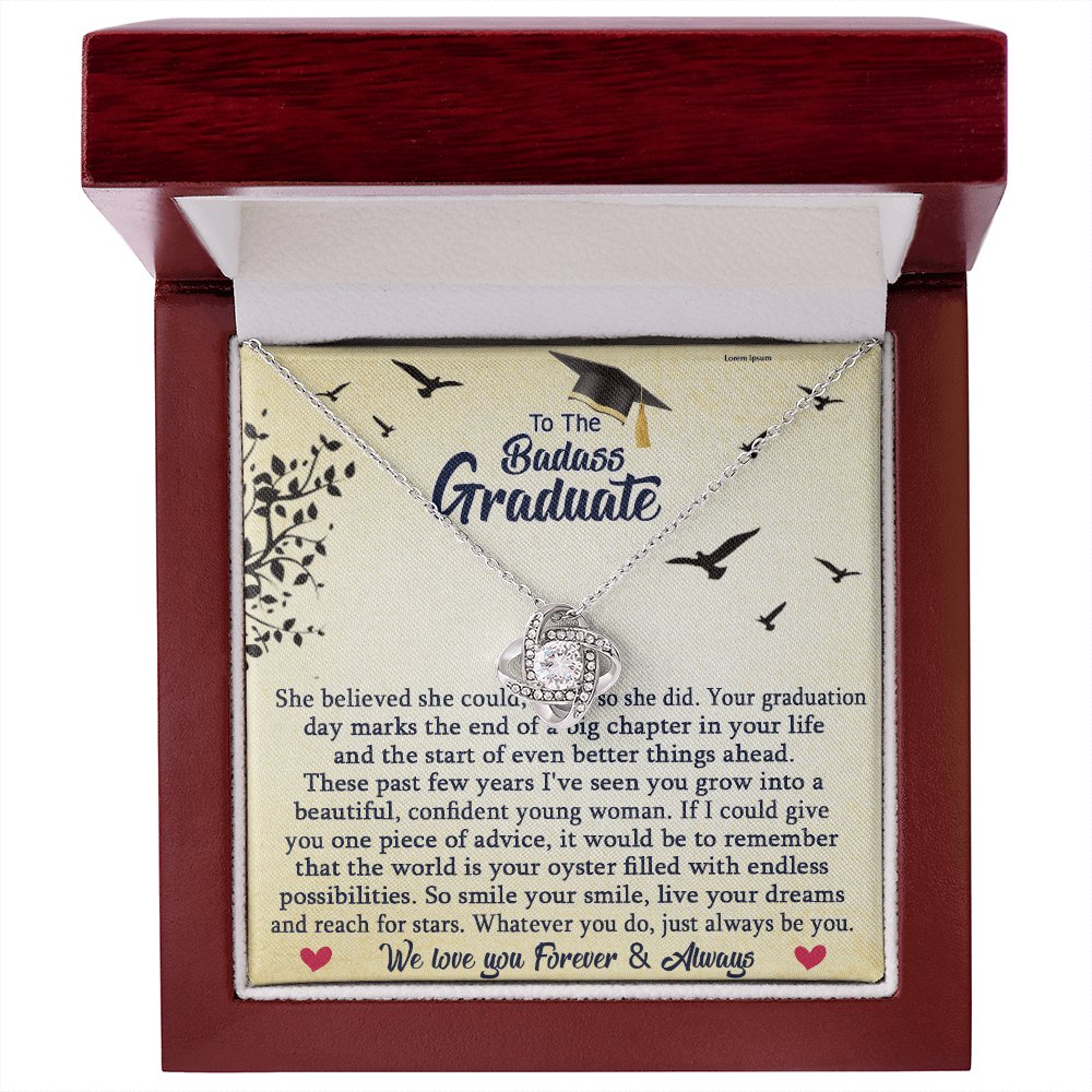 To The Badass Graduate - The World Is Your Oyster - Love Knot Necklace - Celeste Jewel