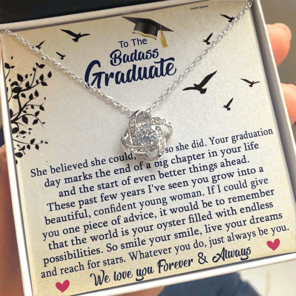 To The Badass Graduate - The World Is Your Oyster - Love Knot Necklace - Celeste Jewel