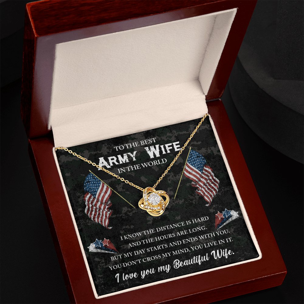To The Best Army Wife - Gift For Veteran Wife - Love Knot Necklace - Celeste Jewel