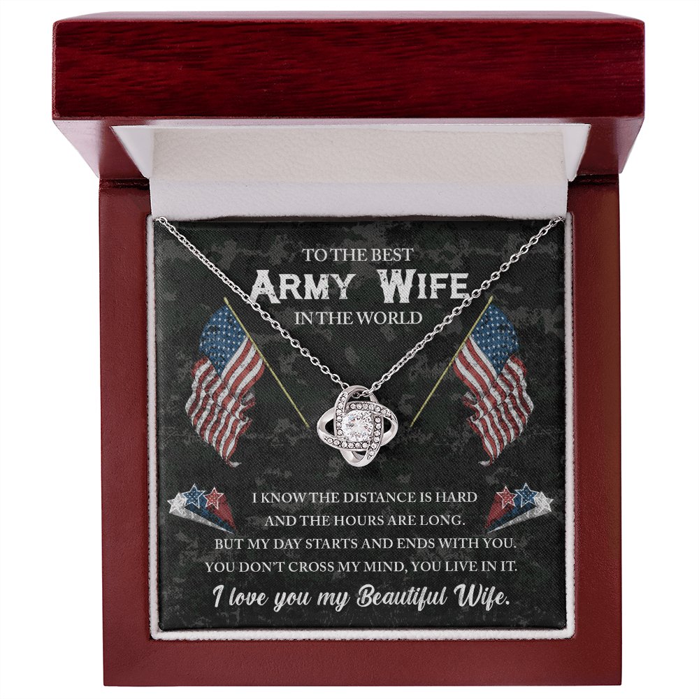 To The Best Army Wife - Gift For Veteran Wife - Love Knot Necklace - Celeste Jewel