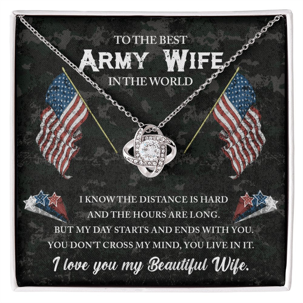 To The Best Army Wife - Gift For Veteran Wife - Love Knot Necklace - Celeste Jewel