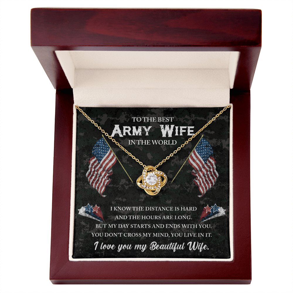 To The Best Army Wife - Gift For Veteran Wife - Love Knot Necklace - Celeste Jewel