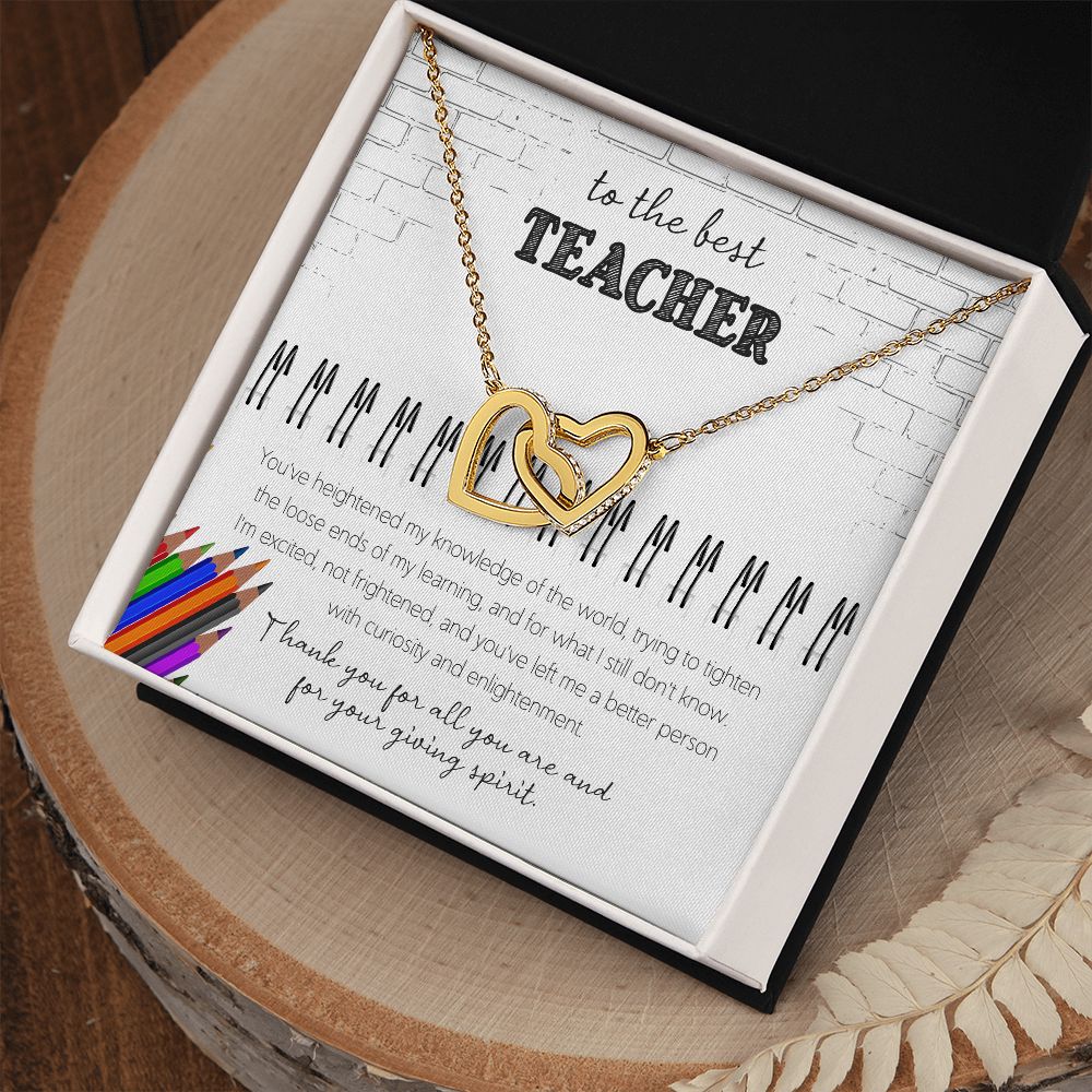 To The Best Teacher - Appreciation Gift For Teacher - Interlocking Hearts Necklace - Celeste Jewel