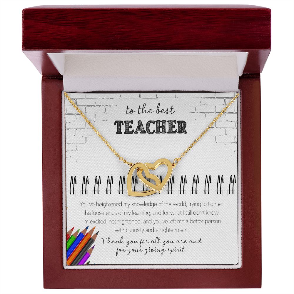 To The Best Teacher - Appreciation Gift For Teacher - Interlocking Hearts Necklace - Celeste Jewel