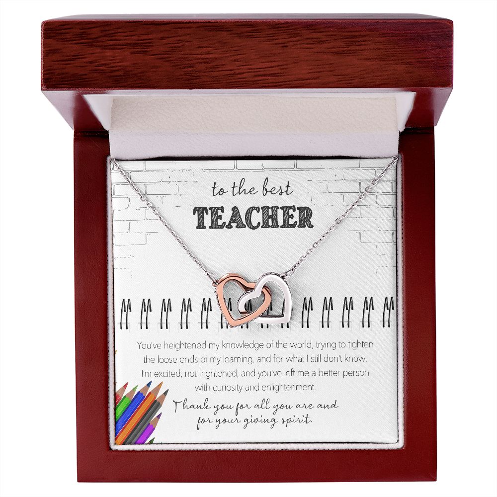 To The Best Teacher - Appreciation Gift For Teacher - Interlocking Hearts Necklace - Celeste Jewel