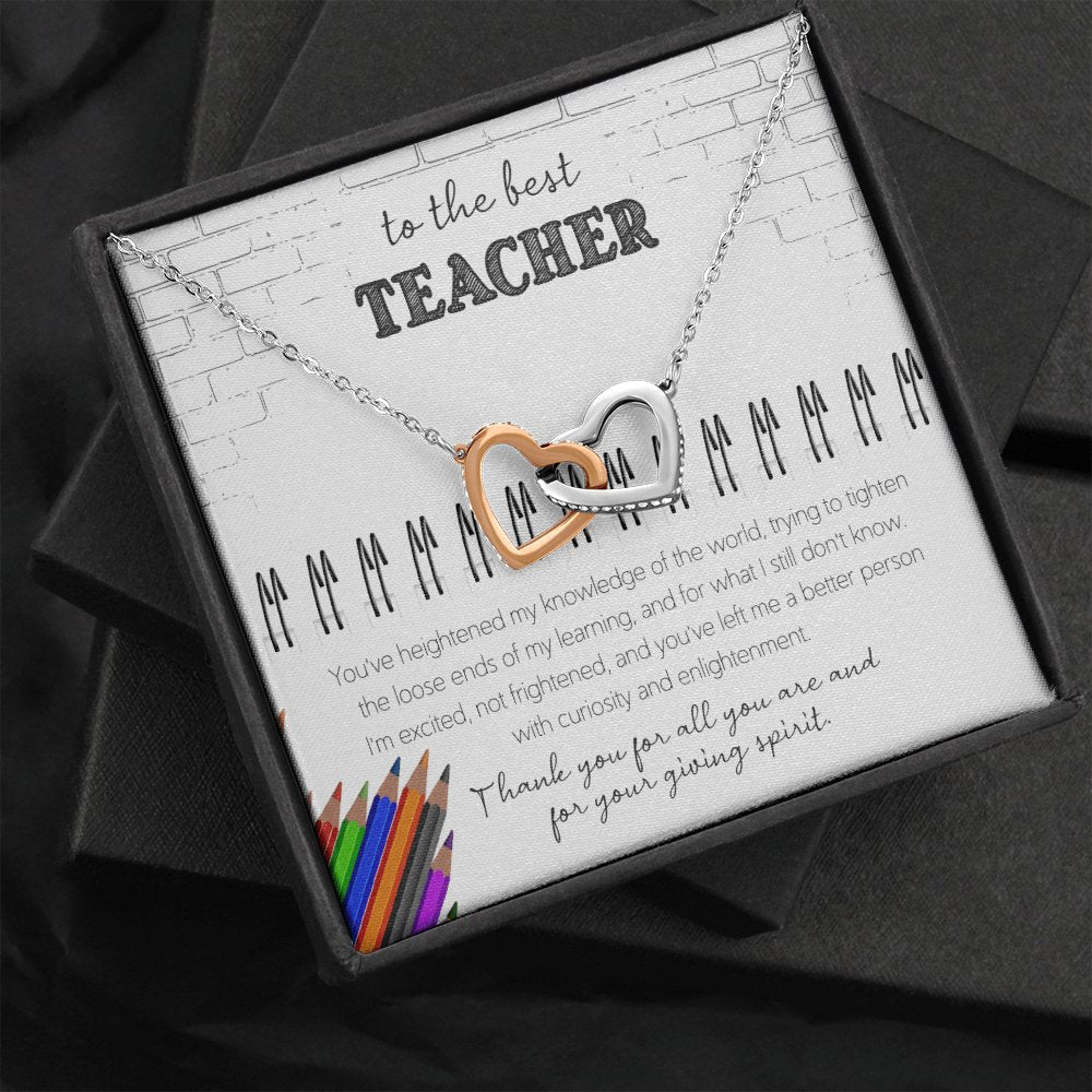 To The Best Teacher - Appreciation Gift For Teacher - Interlocking Hearts Necklace - Celeste Jewel