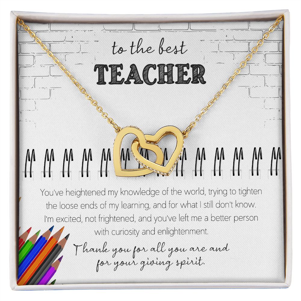 To The Best Teacher - Appreciation Gift For Teacher - Interlocking Hearts Necklace - Celeste Jewel