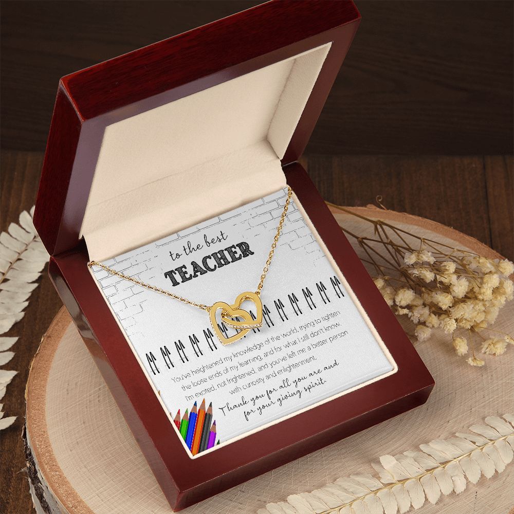 To The Best Teacher - Appreciation Gift For Teacher - Interlocking Hearts Necklace - Celeste Jewel