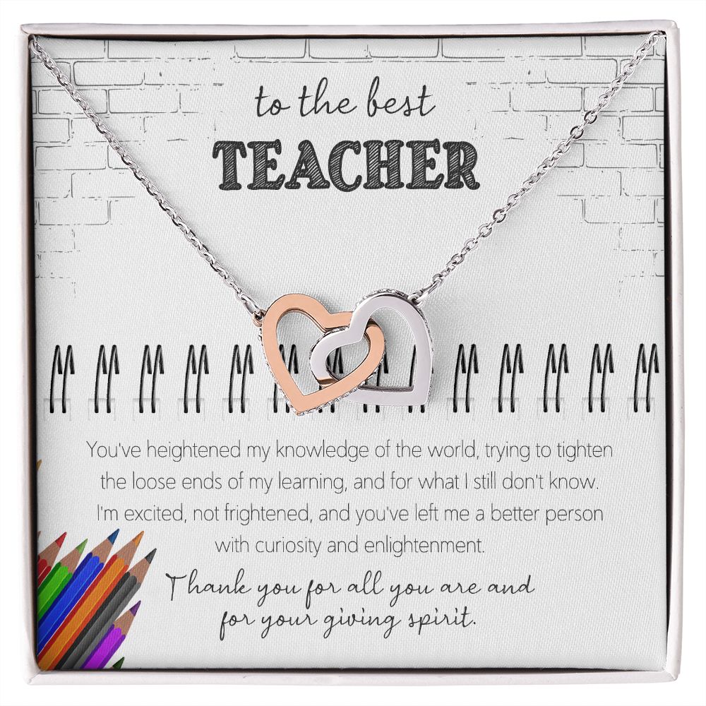 To The Best Teacher - Appreciation Gift For Teacher - Interlocking Hearts Necklace - Celeste Jewel